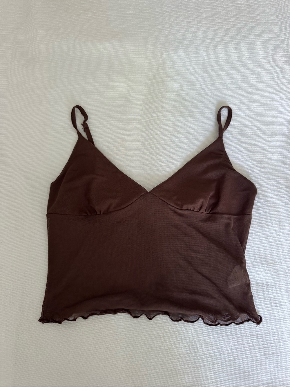 Brown Mesh Cami Tank Top